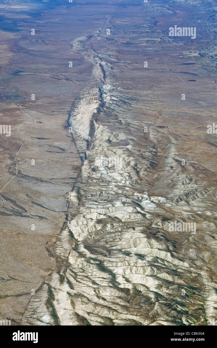 Luftaufnahme der San-Andreas-Verwerfung in der Carrizo Plain California. Stockfoto