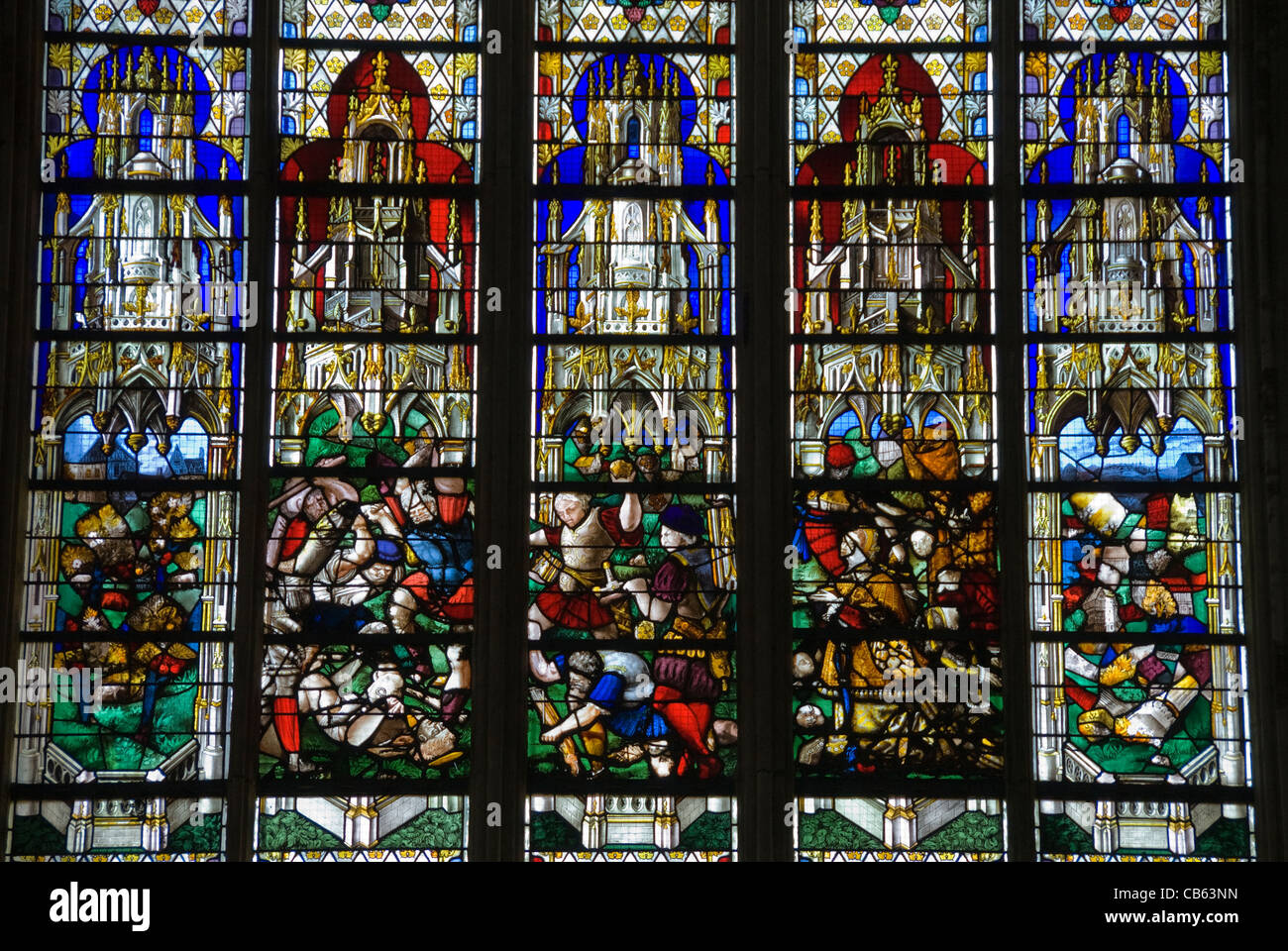 Elk196-1138 Frankreich, Normandie, Rouen, St. Ouen 14. c, Glasmalerei Stockfoto