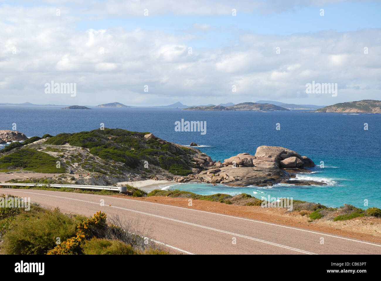 Twilight Beach Road und Küsten Blick auf Esperance, Western Australia, Australien Stockfoto