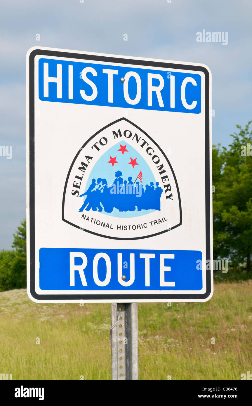 Selma nach Montgomery (Alabama) National Historic Trail Markierung Route 1965 voting Rechte März Leitung von Martin Luther King Stockfoto