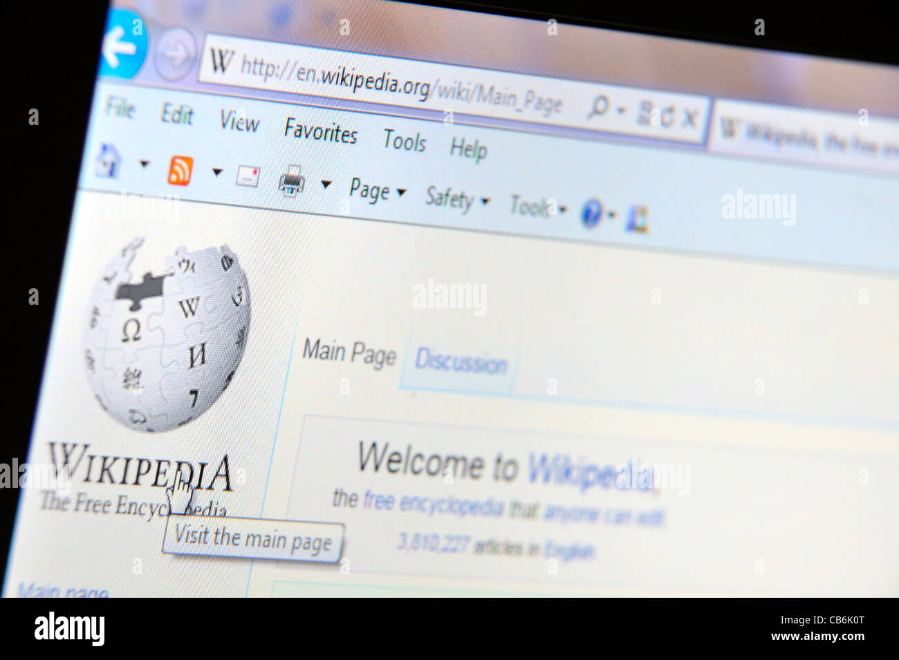 Wikipedia-Seite Stockfoto