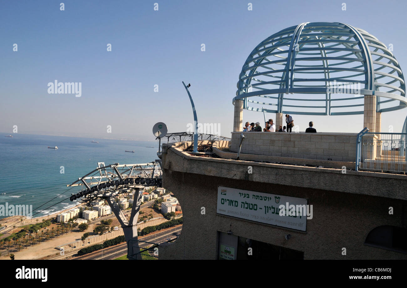 Observation Deck und Seilbahn, Berg Karmel, Haifa, Galiläa, Israel, Asien, Naher Osten Stockfoto