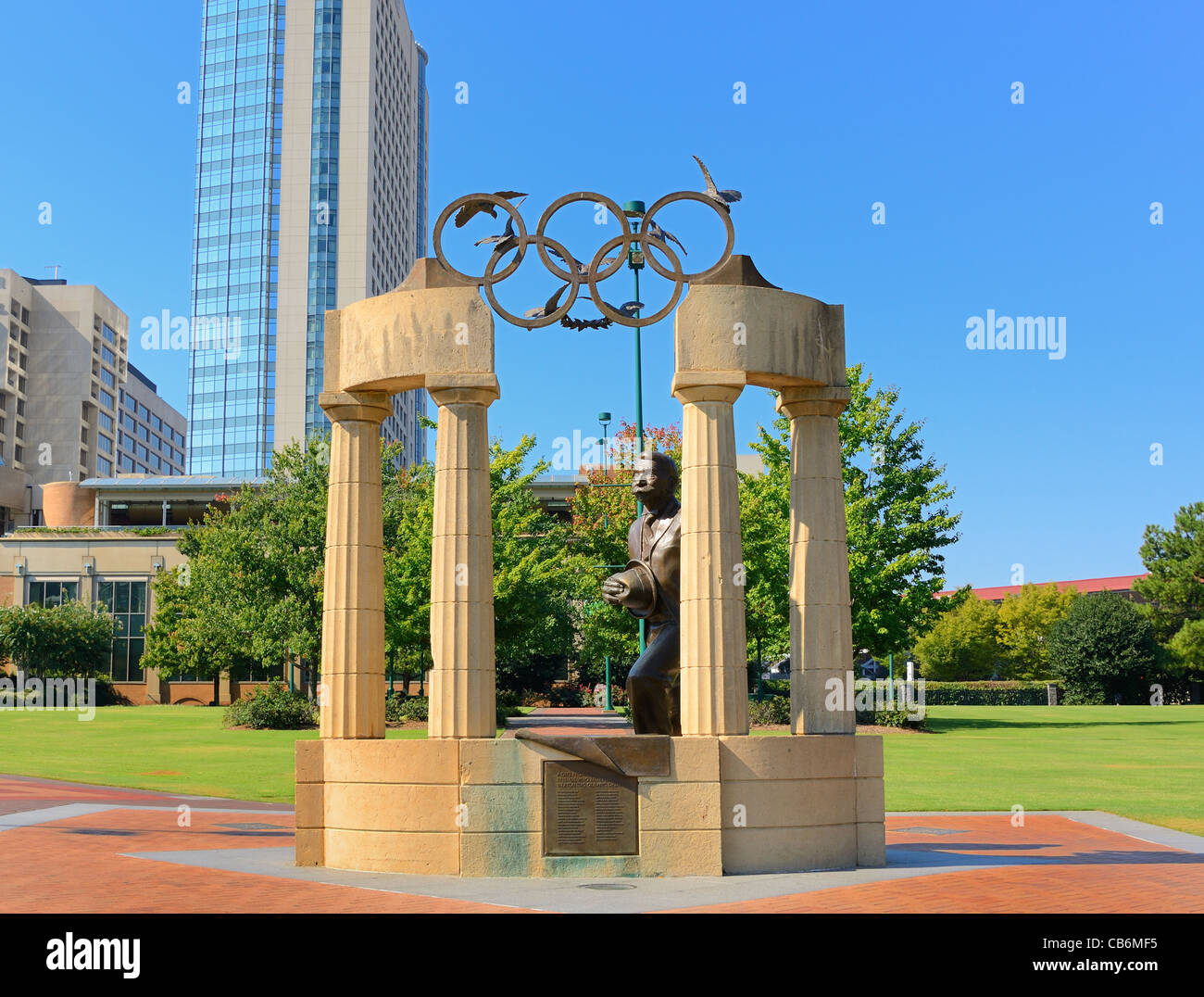 Olympia-Denkmal im Centennial Olympic Park in Atlanta, Georgia. Stockfoto