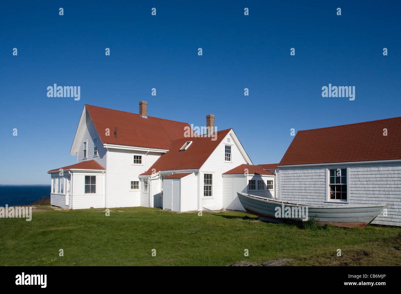 Maine: Monhegan Island - der Leuchtturmwärter Hütte [1824] Stockfoto