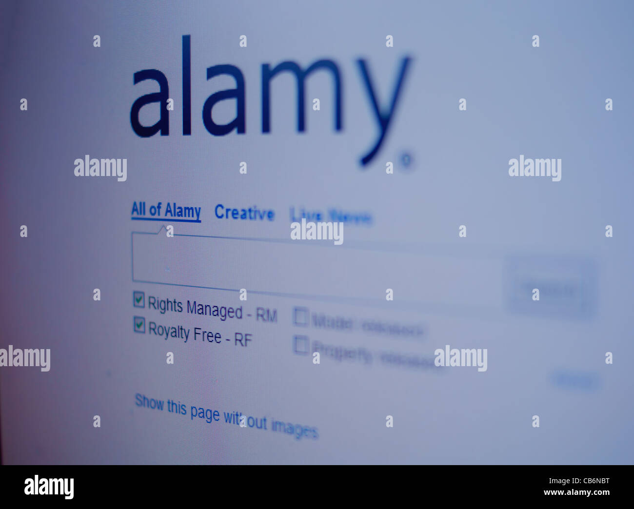 Alamy Website Startseite Stockfoto