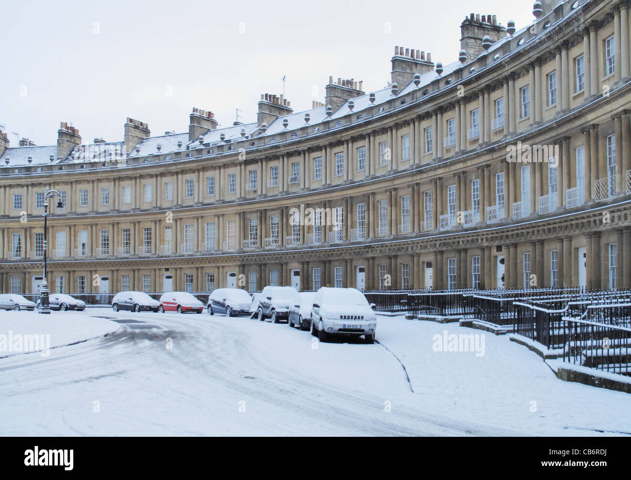 Die Royal Circus im Schnee Bad Somerset England UK Stockfoto