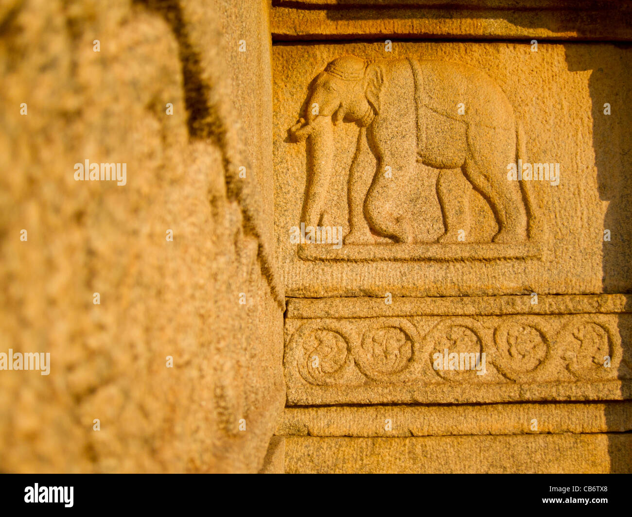 Hampi Ruinen Skulptur Architektur Elefant Stockfoto