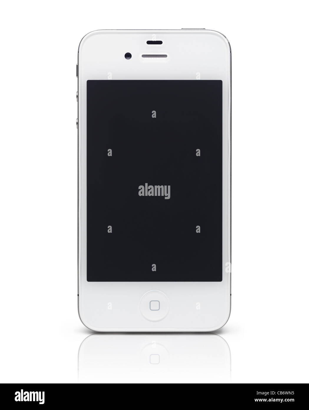 Weiße Apple-Smartphone iPhone 4 s mit leeren Bildschirm. Isoliert auf weißem Hintergrund Stockfoto