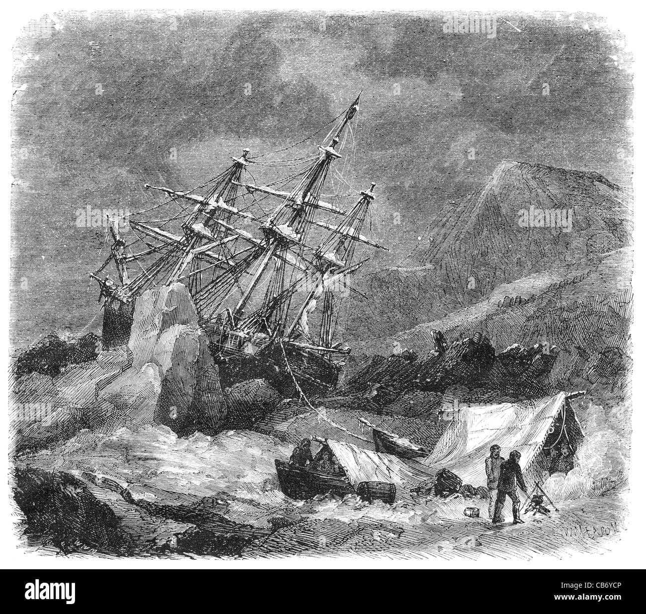 Diana Walfangschiff im Eis. Stockfoto