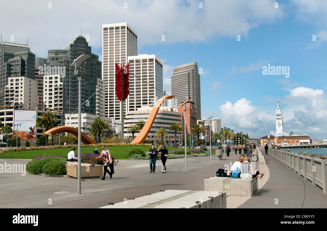 Der Embarcadero Waterfront und Fahrbahn Port of San Francisco California Stockfoto