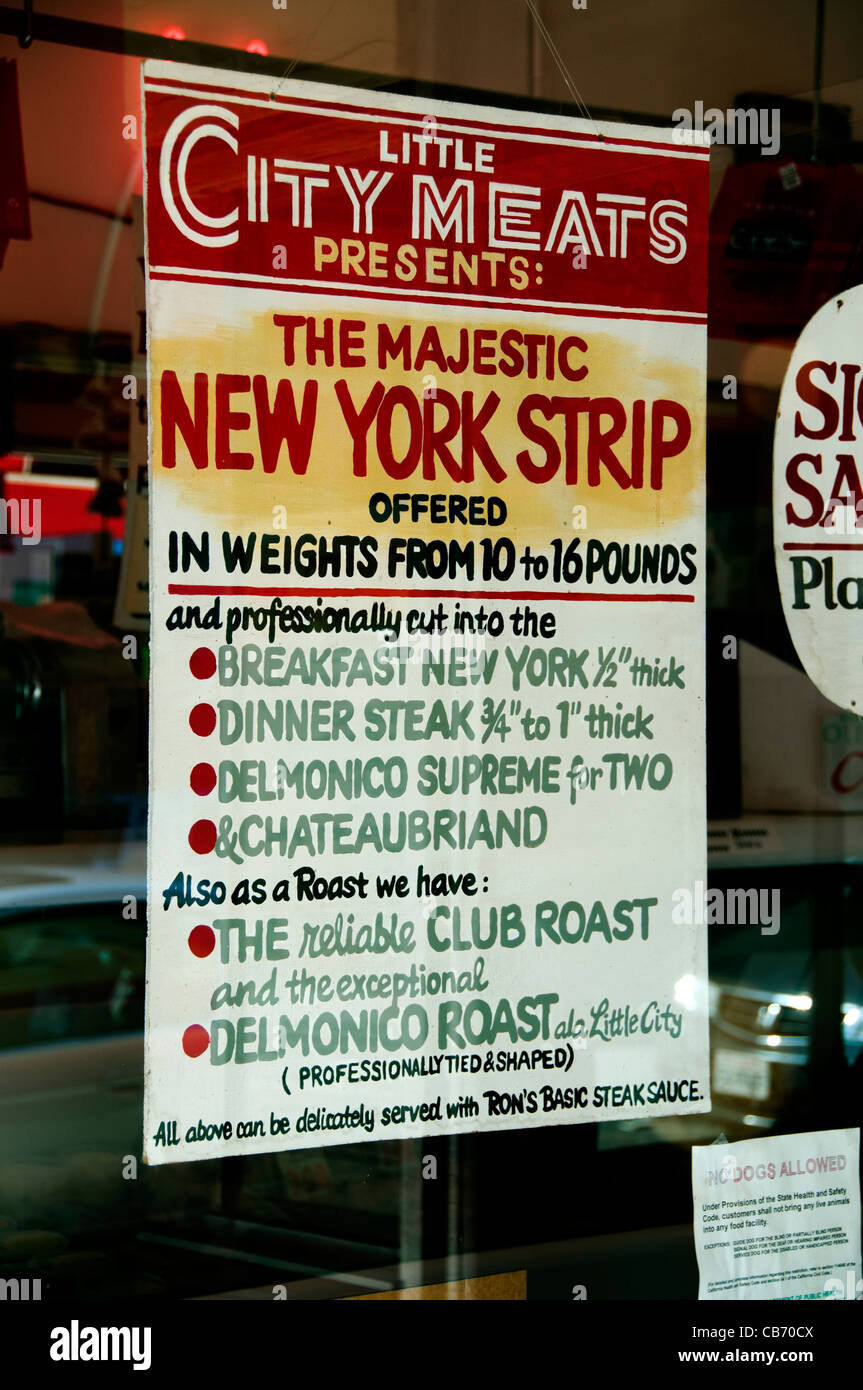 City-Fleisch Metzger New York Strip wenig Italien San Francisco Kalifornien Vereinigte Staaten von Amerika Amerikaner / USA Stadt Stockfoto