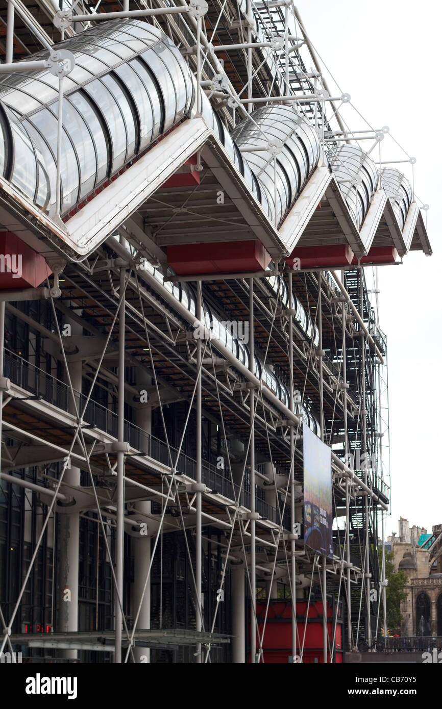 Die Fassade das Pompidou in Paris, Frankreich Stockfoto