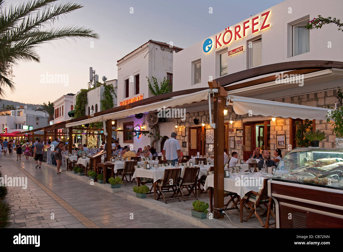 Restaurants in Bodrum, Türkei Stockfoto
