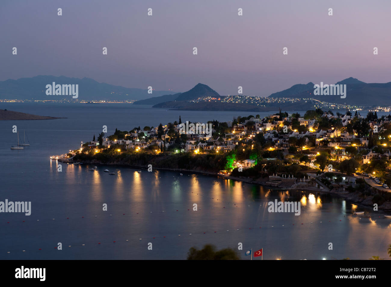 Malerische Aussicht auf Aktur in der Abenddämmerung Bodrum, Türkei Stockfoto