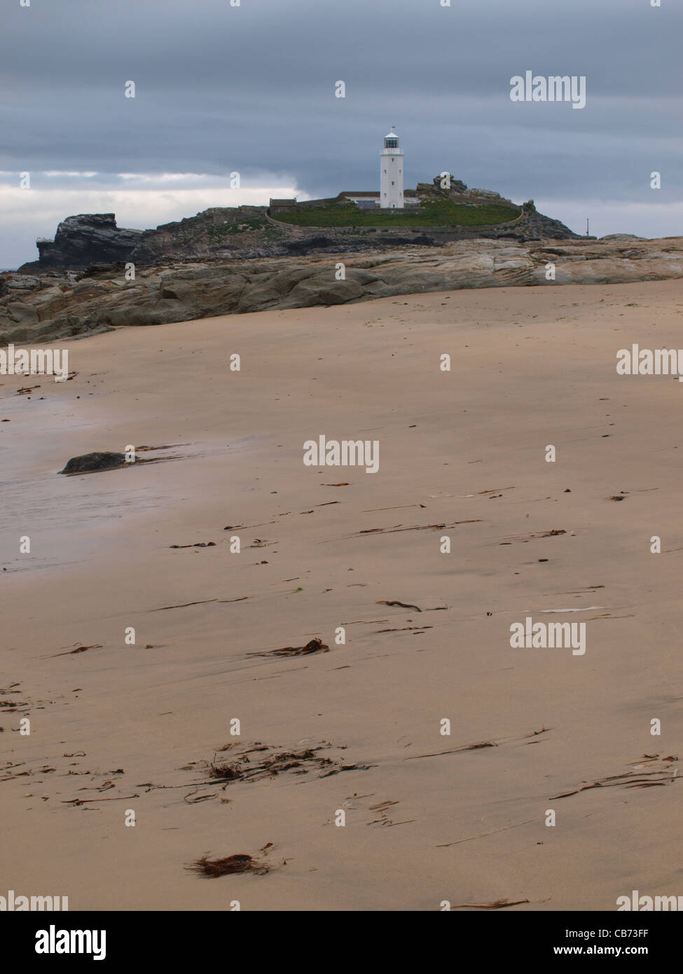 Leuchtturm von Godrevy, St Ives Bay, Cornwall, UK Stockfoto