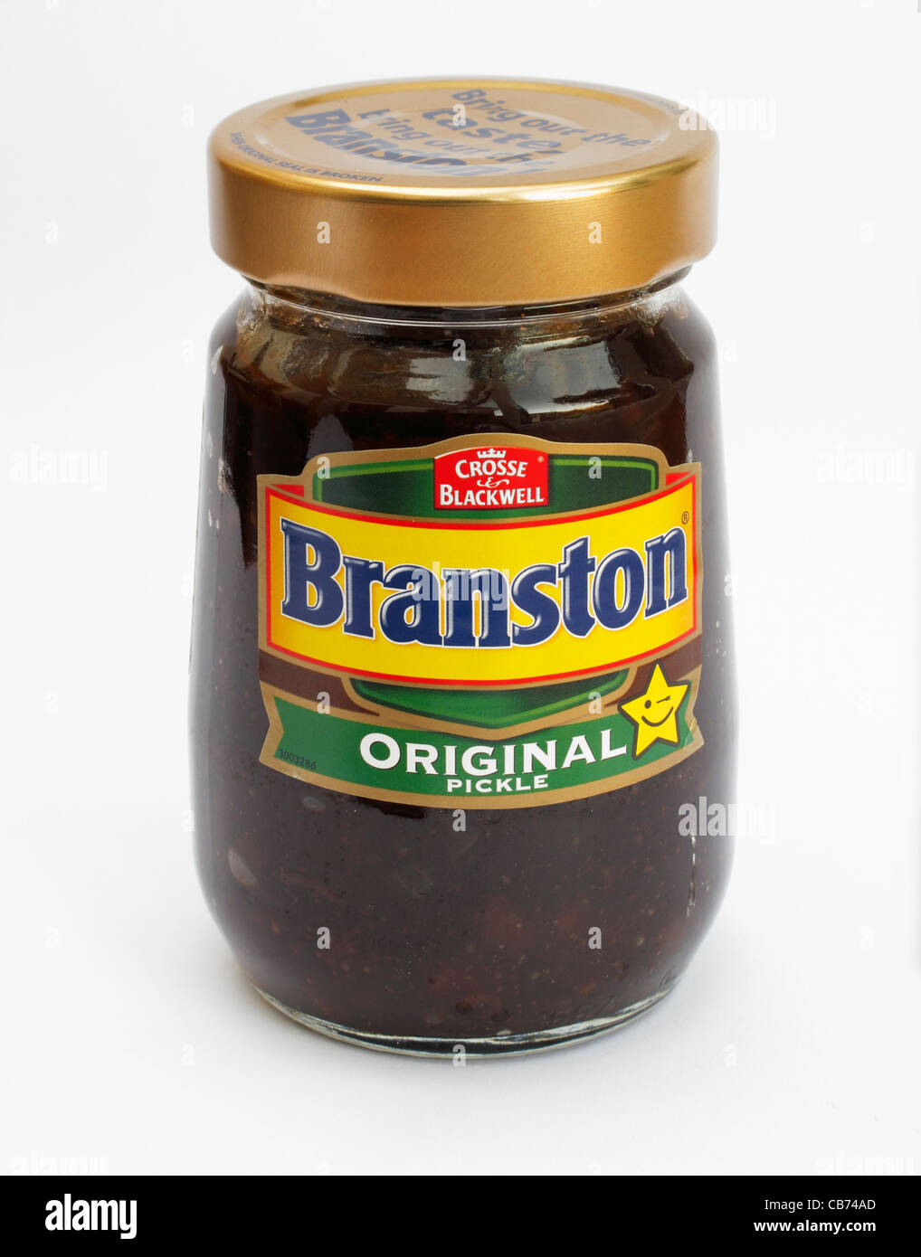 Glas von Branston Original Pickle traditionelle britische chutney Stockfoto