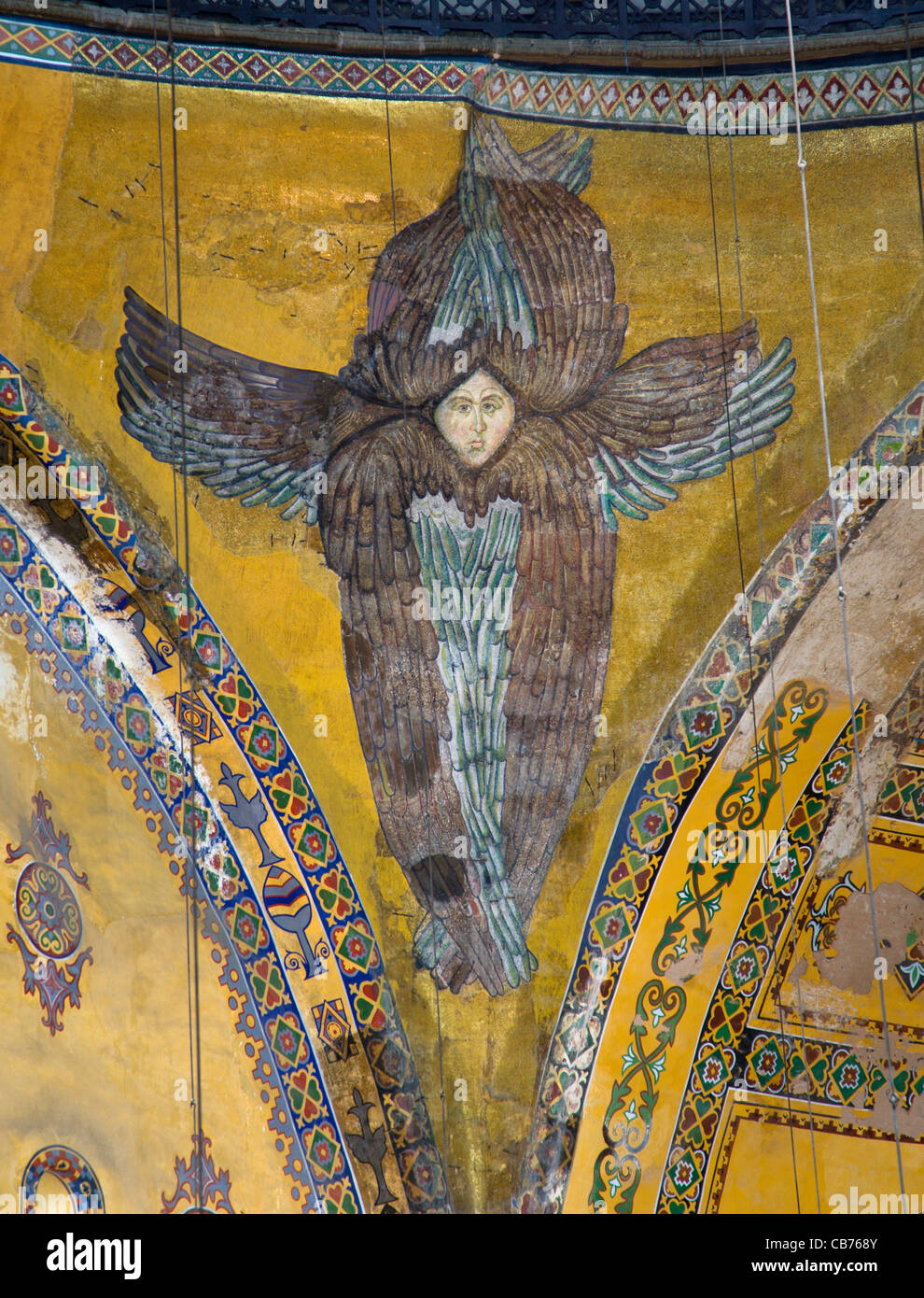 Türkei, Istanbul, Sultanahmet, Hagia Sophia Mural eine sechs geflügelte Seraph oder Engel unter der zentralen Kuppel. Stockfoto