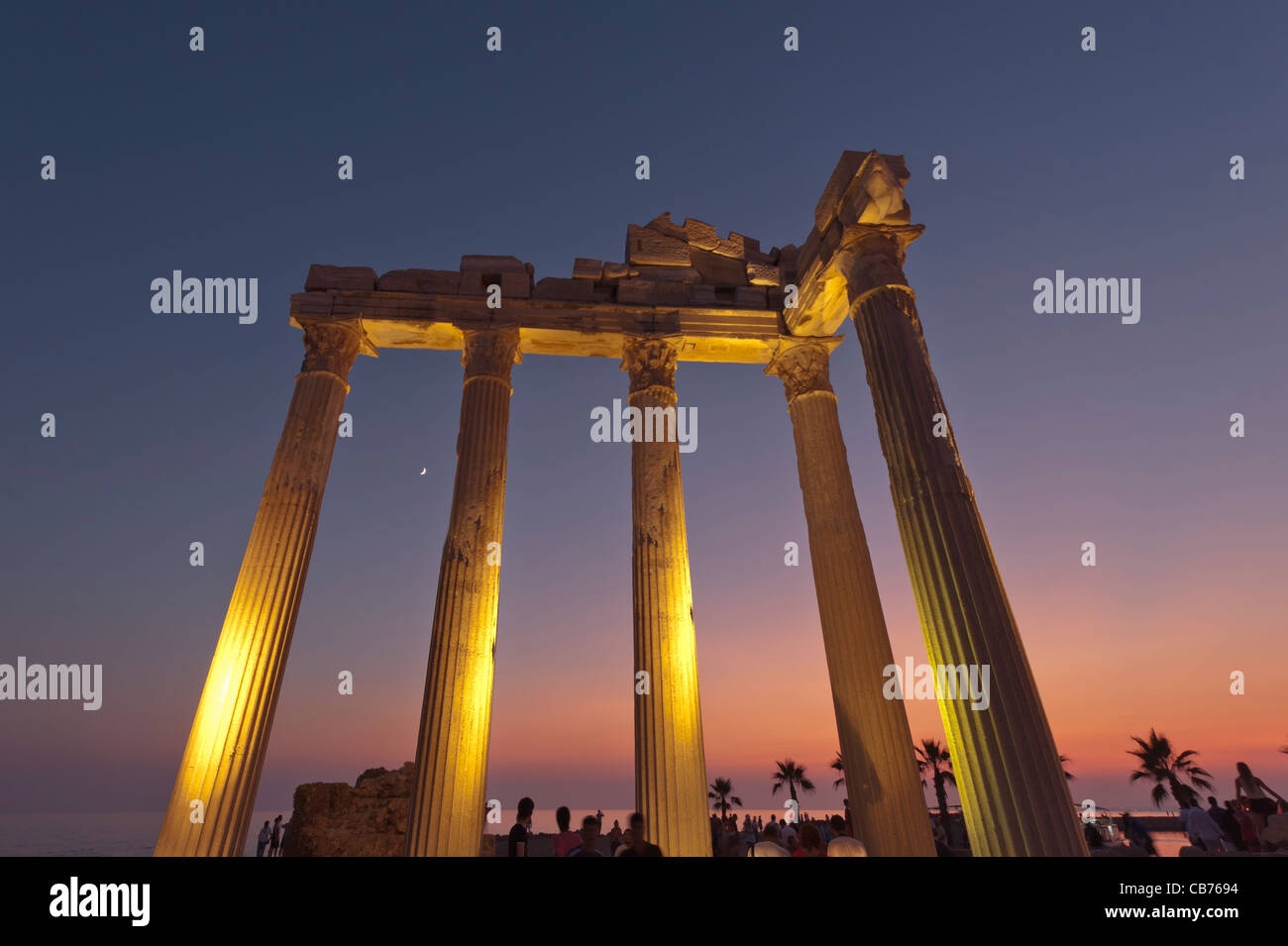 Apollon-Tempels in der Abenddämmerung Side Antalya Türkei Stockfoto