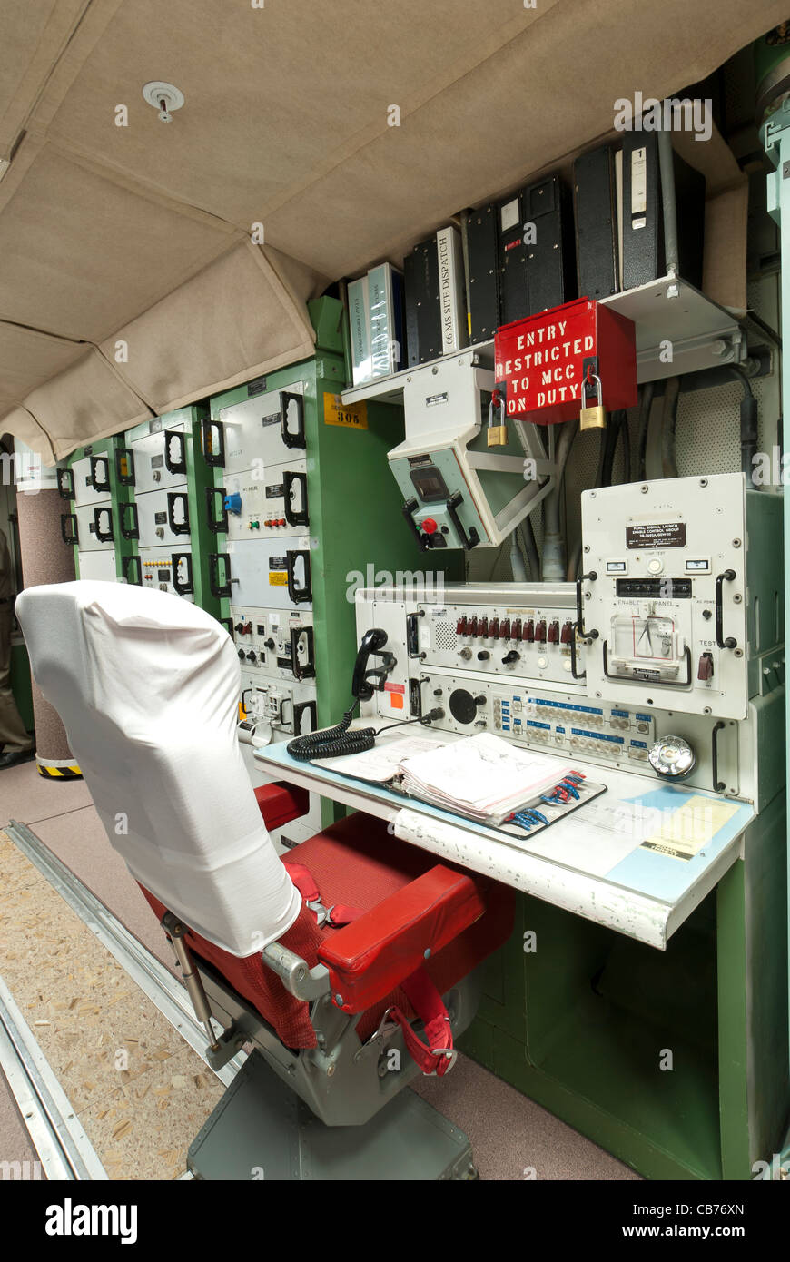 Control Room, Minuteman Rakete National Historic Site, South Dakota. Stockfoto