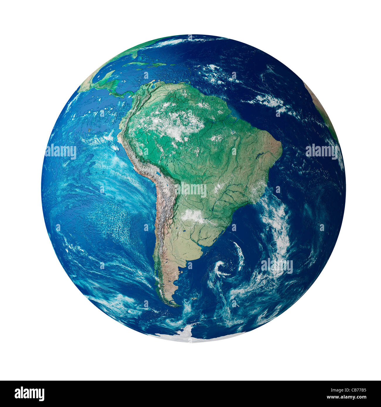 Globus mit den südamerikanischen Kontinent auf dem Planeten Erde Stockfoto