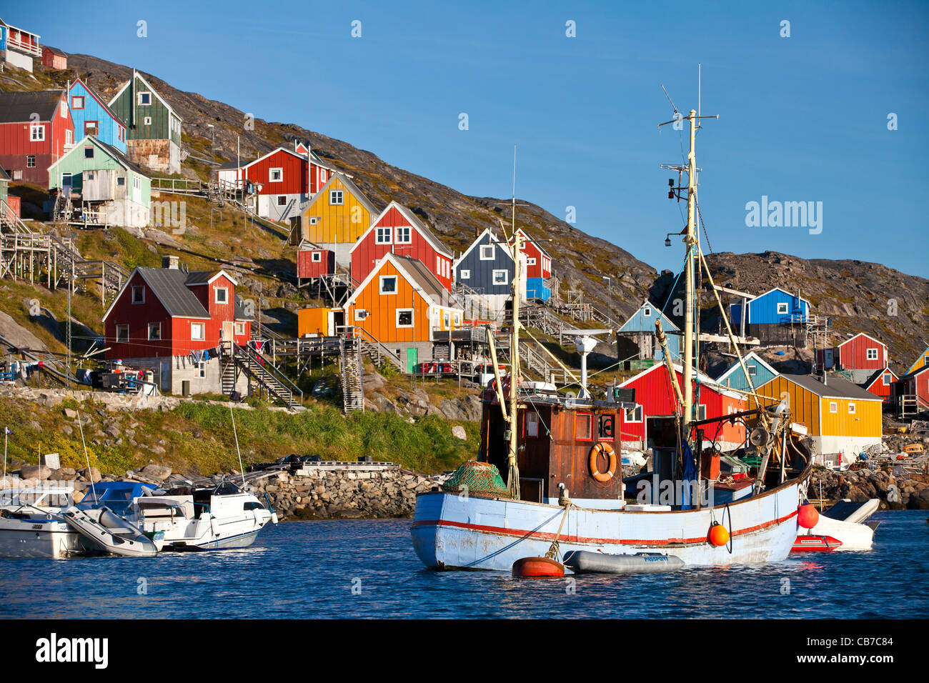Angeln, Boote, Kangaamiut, Grönland Stockfoto