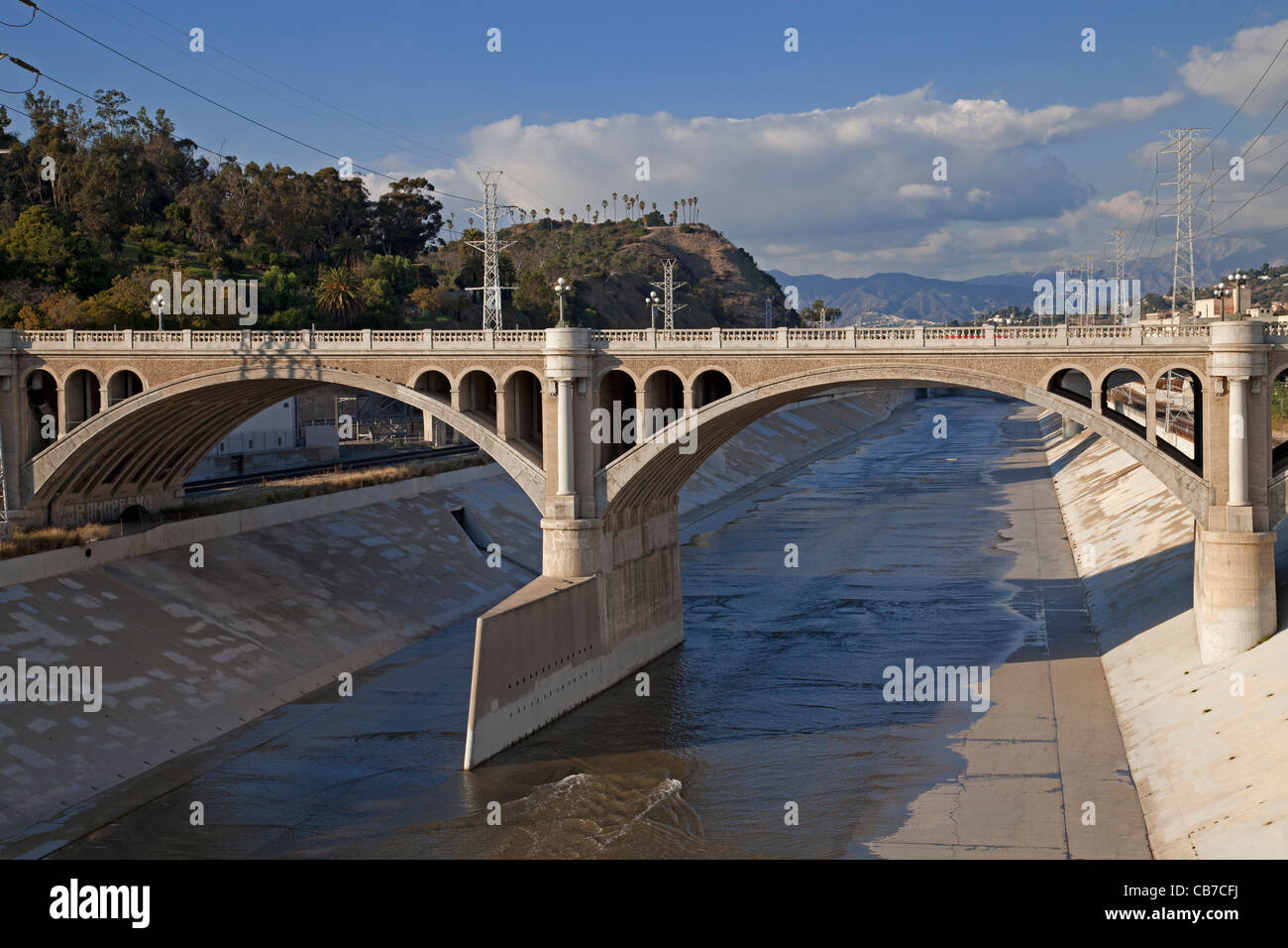 Der North Broadway-Buena Vista Street Bridge, Los Angeles River, Los Angeles, Kalifornien, USA Stockfoto