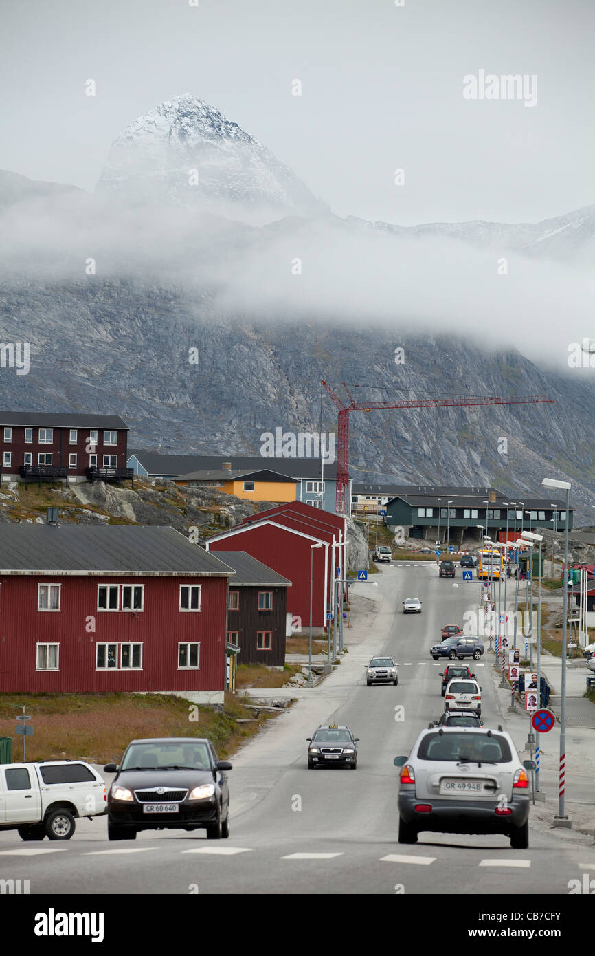 Innenstadt von Nuuk, der Hauptstadt von Grönland Stockfoto