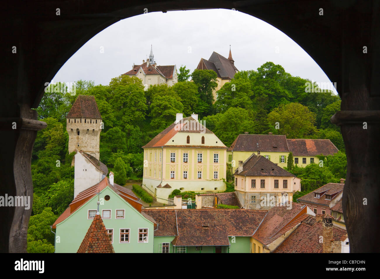 Stadtbild von Sighisoara/Schäßburg, UNESCO-Weltkulturerbe, Rumänien Stockfoto