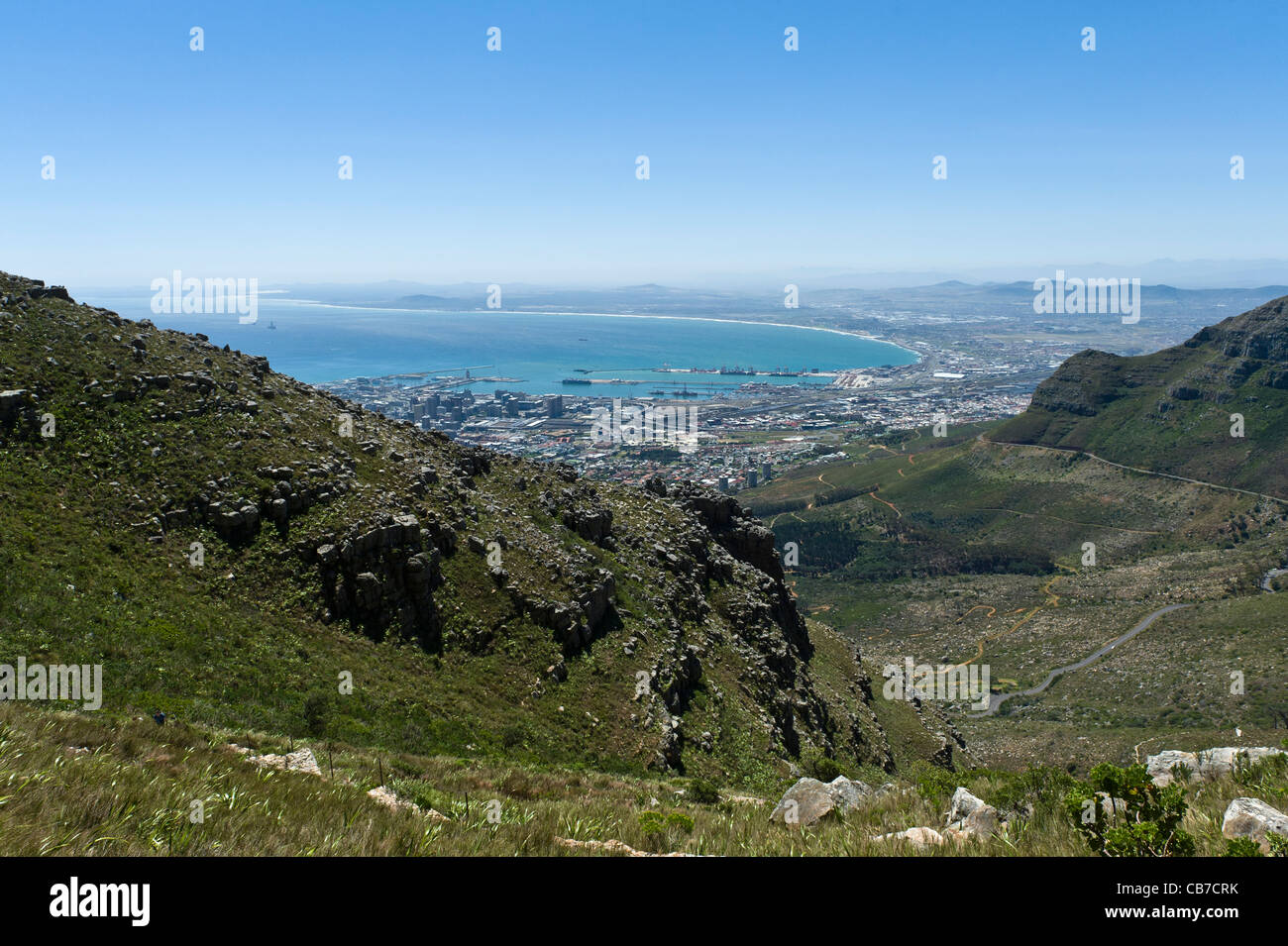 Kapstadt-Ansicht von Platteklip Route am Table Mountain Kapstadt Südafrika Stockfoto