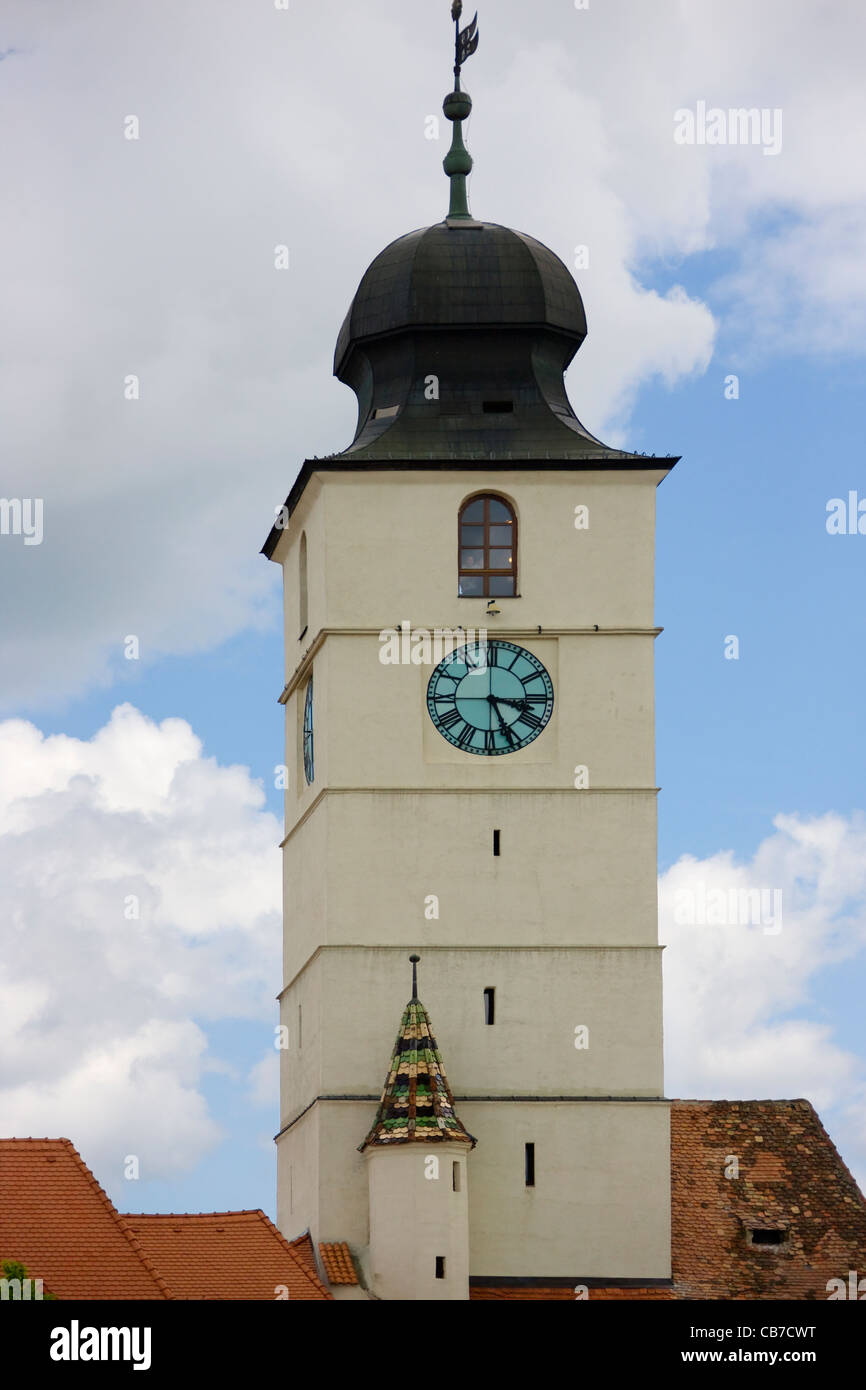 Uhrturm in Sibiu, Rumänien Stockfoto
