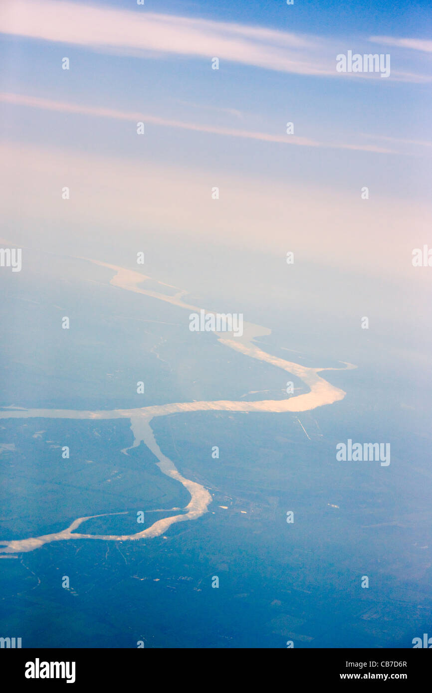 Luftaufnahme des gewundenen Fluss, Rumänien Stockfoto