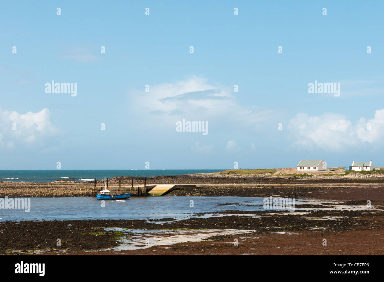 Ein kleiner Steg an der West Küste von Benbecula in den äußeren Hebriden Stockfoto