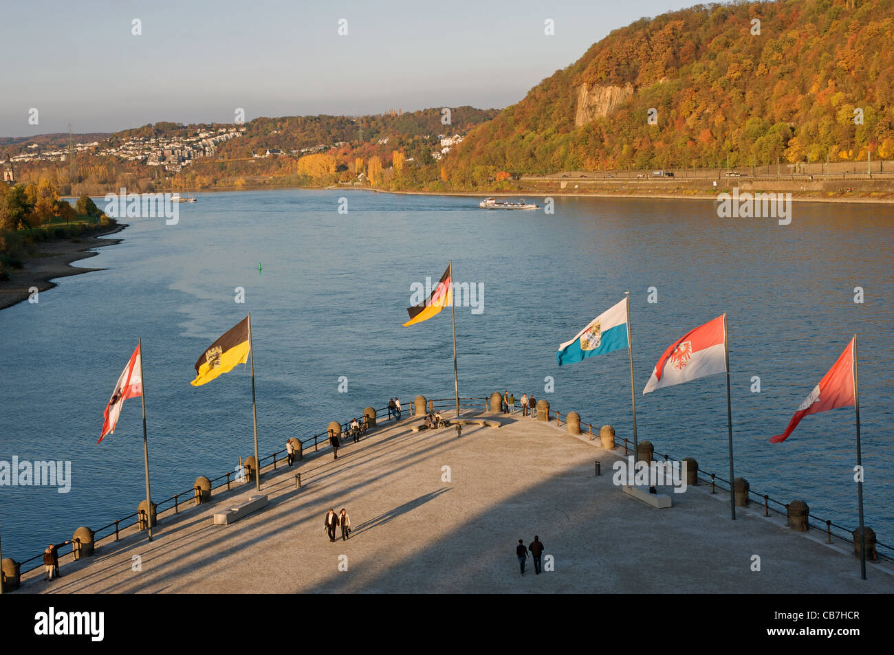 "Deutsches Eck" Koblenz, North Rhine-Westphalia, Germany. Stockfoto