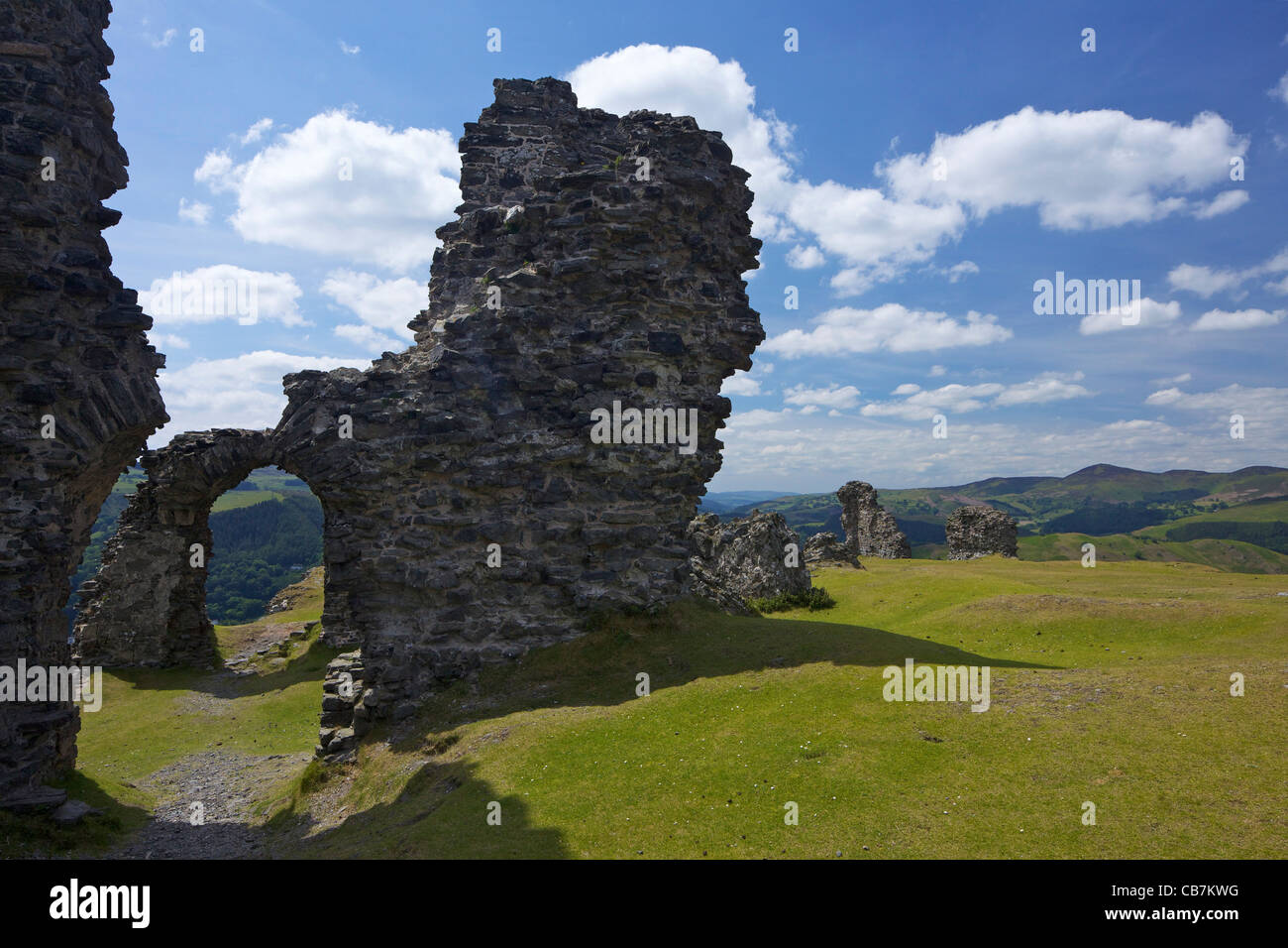 Blick vom Castell Dinas Bran, Blick auf Berwyn Hills, Llangollen, Denbighshire, Wales, Cymru, England, Vereinigtes Königreich, GB, Stockfoto