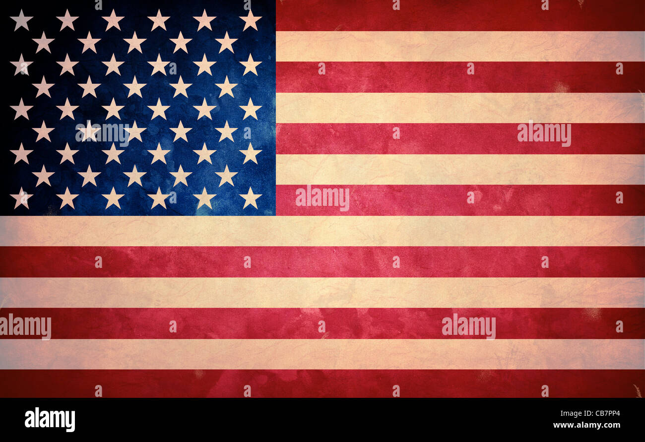 Grunge-Flagge der USA. Horizontale Komposition. Stockfoto