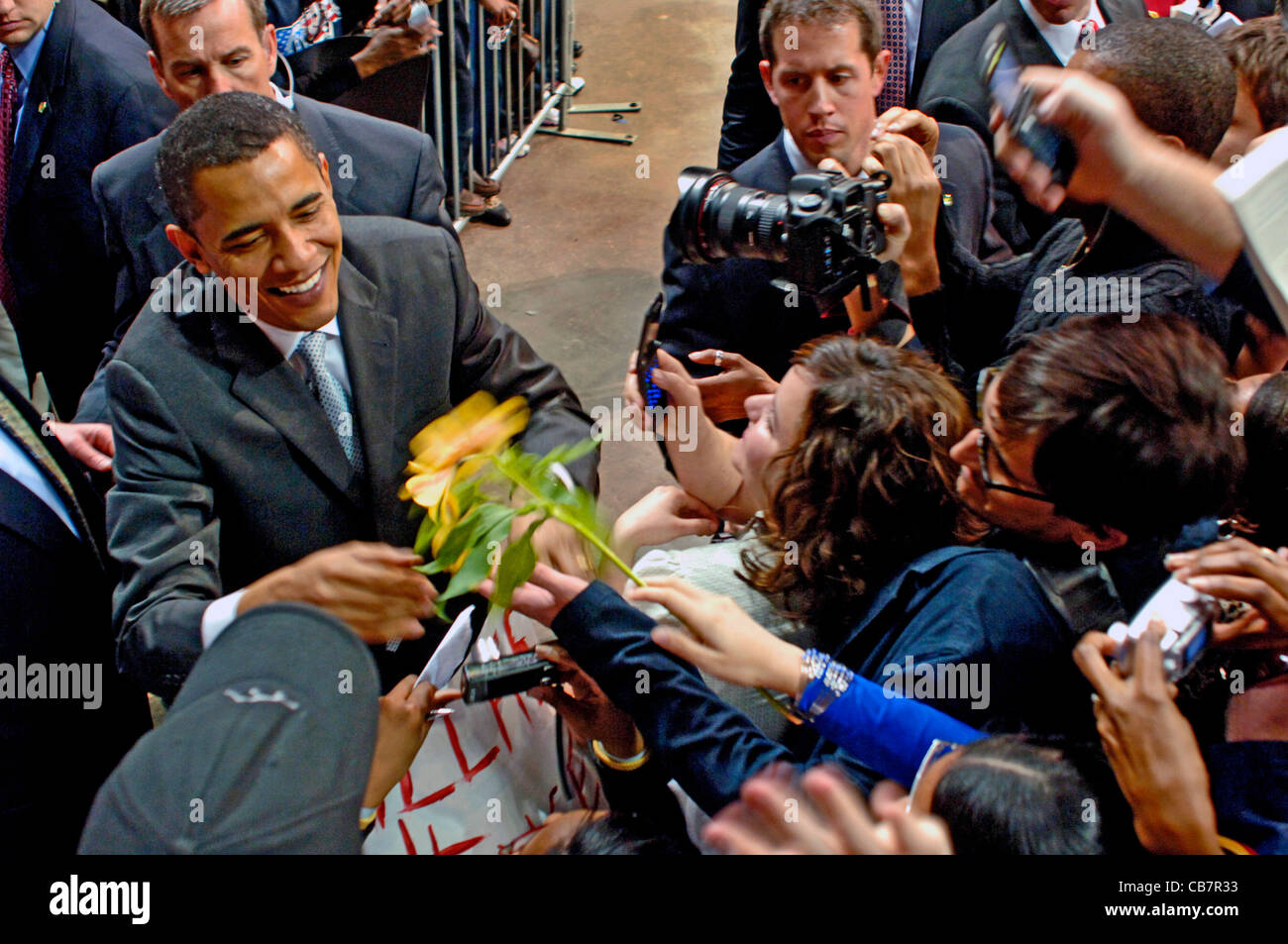 US-Präsident Barack Obama im Wahlkampf 2007 in Dallas Texas Reunion Arena. Stockfoto