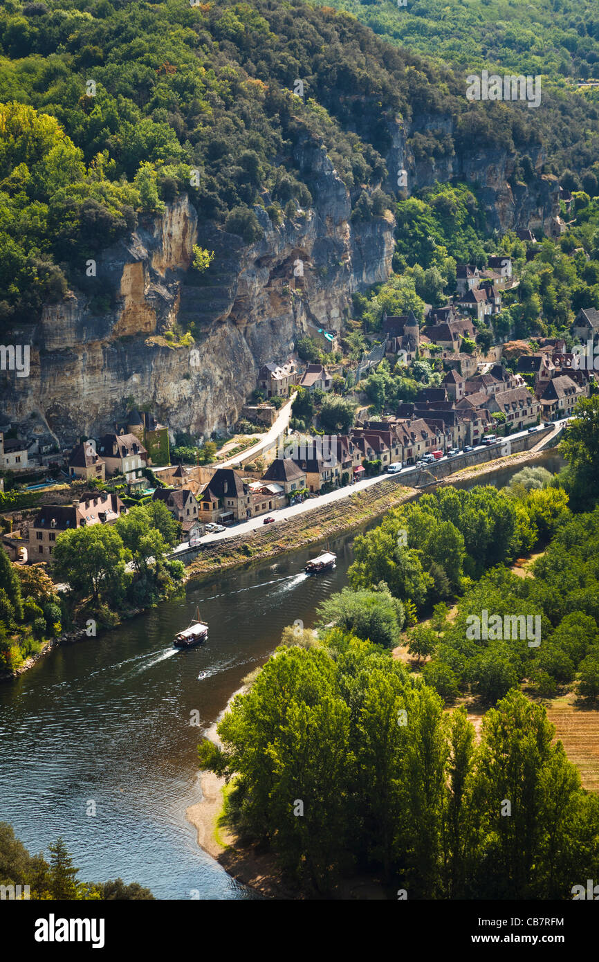 Dordogne und La Roque Gageac, Perigord Noir, Frankreich, Europa Stockfoto