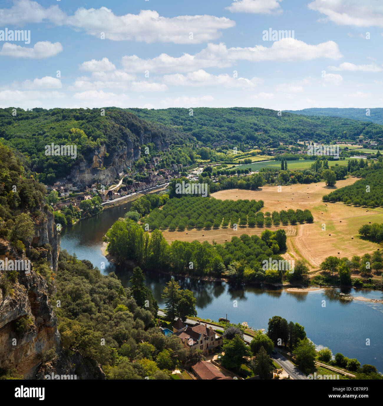 Fluss Dordogne, Frankreich - Blick in Richtung La Roque-Gageac Stockfoto