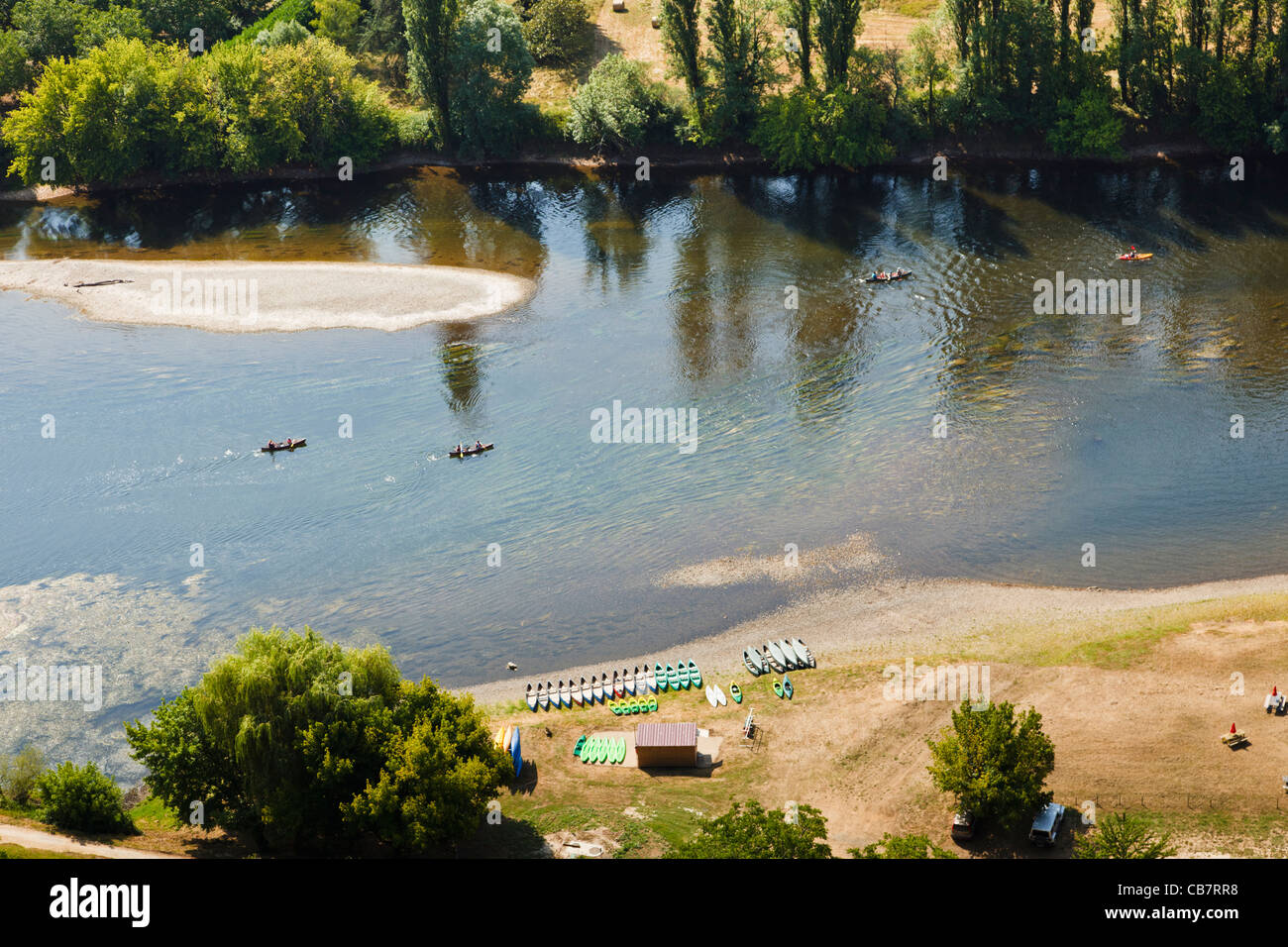 Kanuten auf der Dordogne Fluss, Perigord, Dordogne, Frankreich Stockfoto