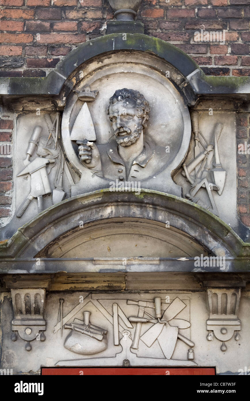 Mason-Bilder in einem Gebäude Pauken, Amsterdam, Niederlande Stockfoto
