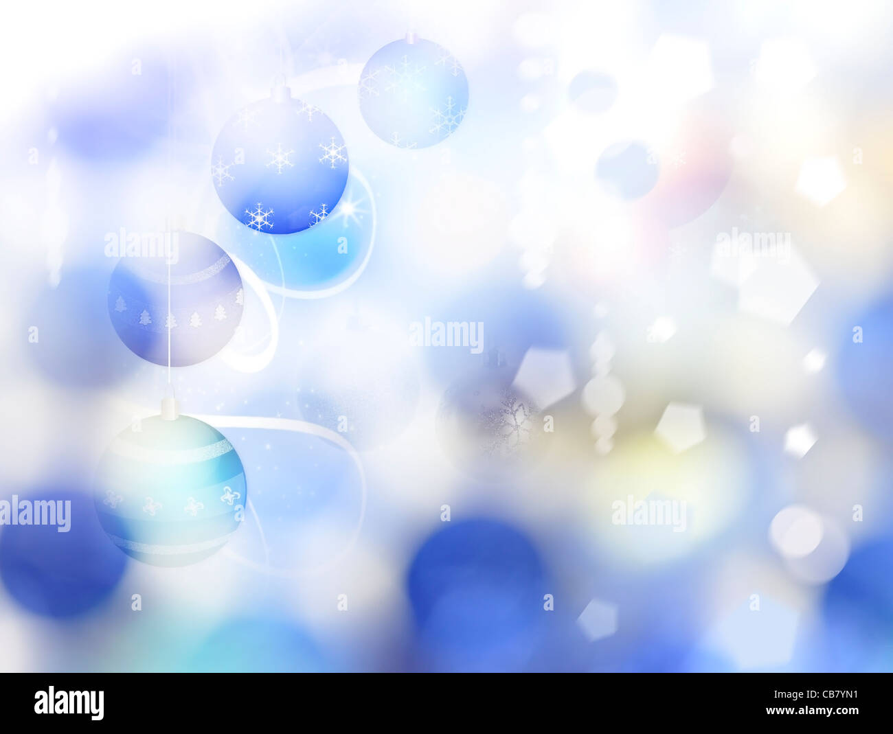Abstrakte Winter Hintergrund mit Weihnachtsschmuck und Bokeh Stockfoto