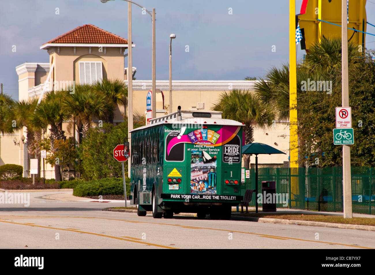 I-Ride Trolley Bus, International Drive Resort Area, Orlando, Florida Stockfoto