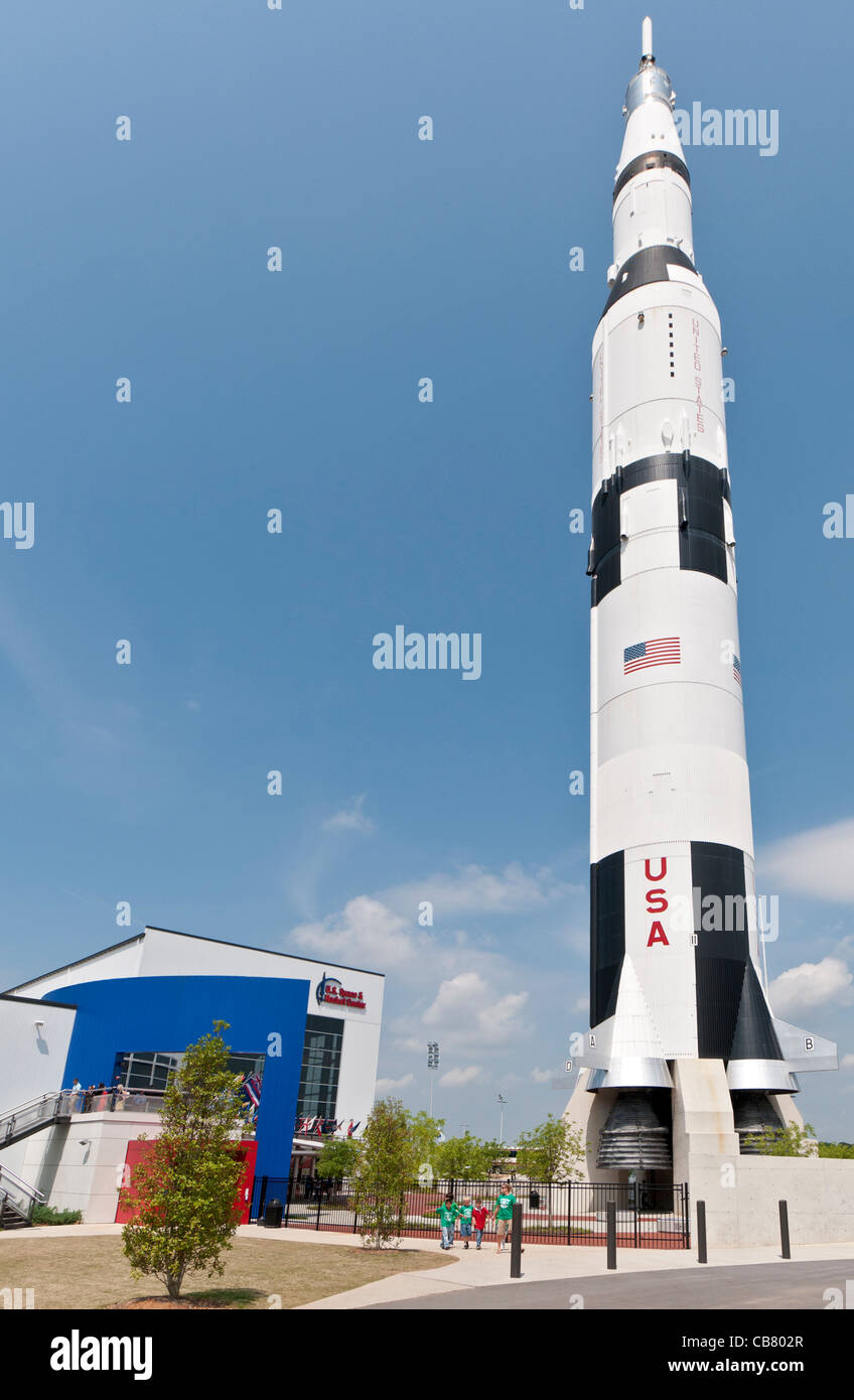 Alabama, Huntsville, USA Platz & Rocket Center, Saturn V-Rakete Stockfoto