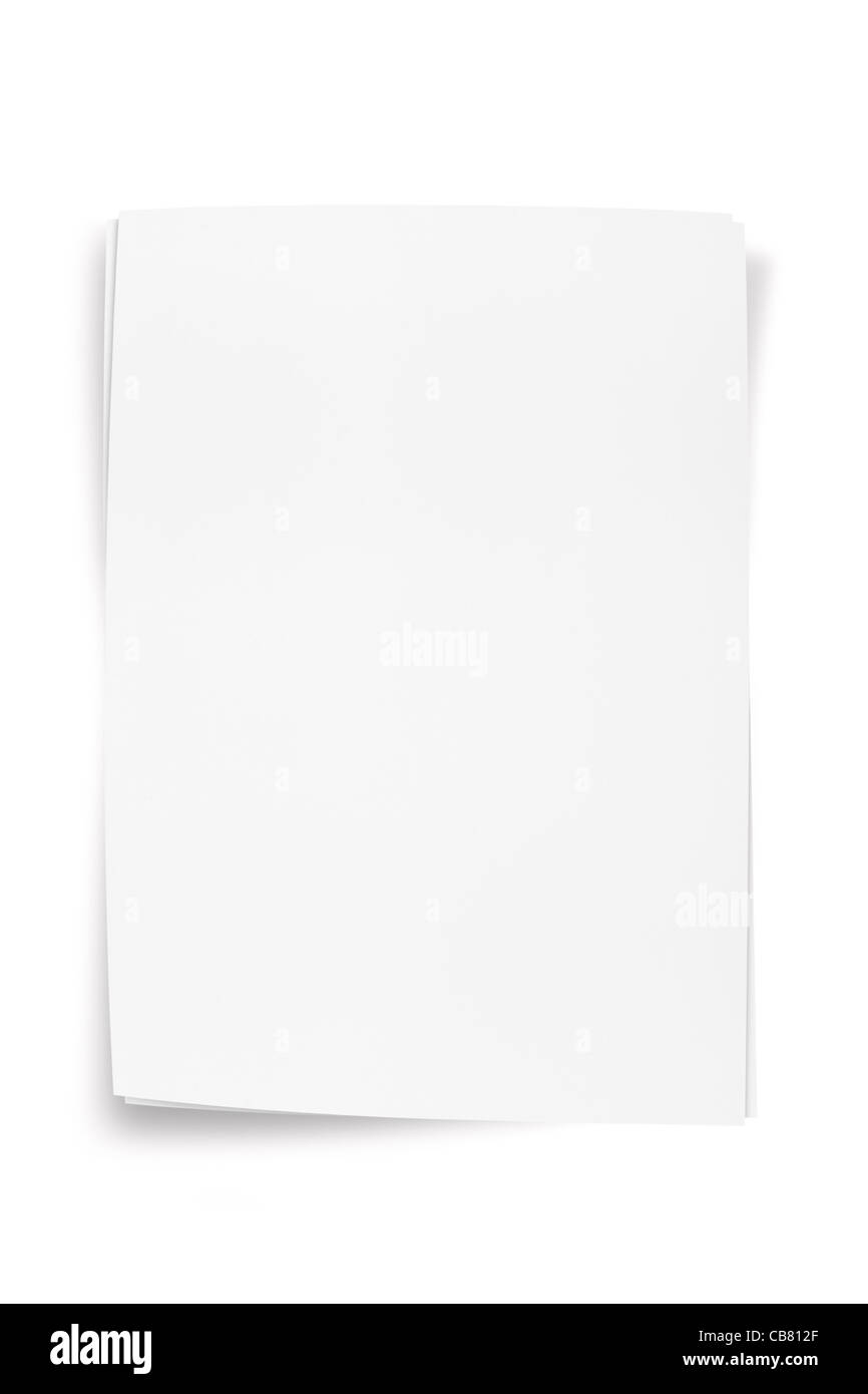 White Paper Sheet mit Clipping Path Stockfoto