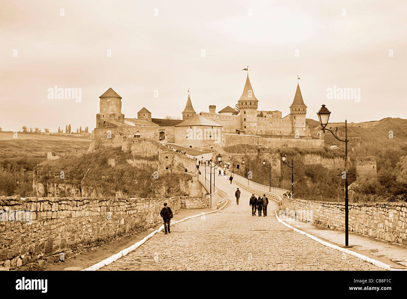 Kamyanets-Podilsky Schloss am 10. Oktober 2011 Kamyanets-Podilsky, Ukraine. Stockfoto