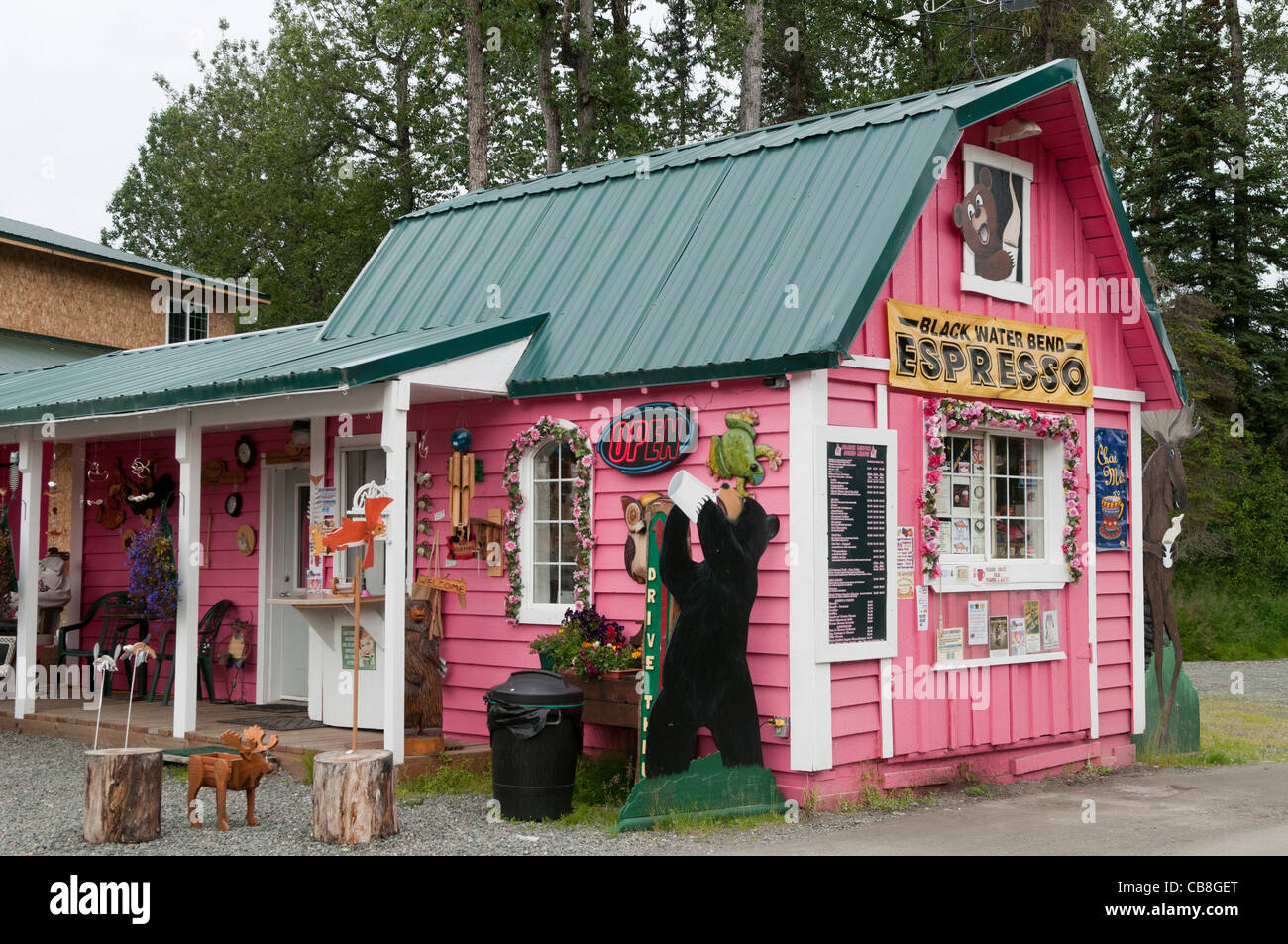 Blackwater Bend Espresso Shop, Alaska Stockfoto