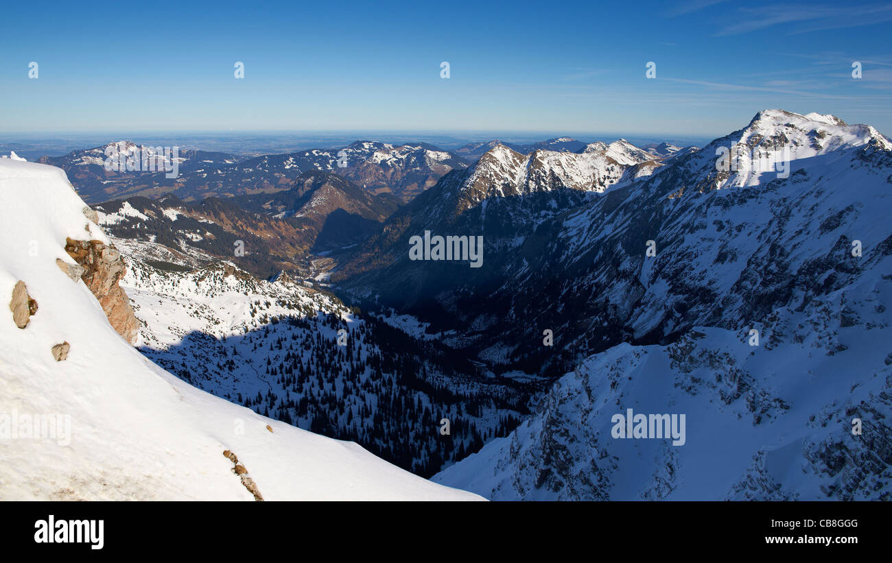 Ansicht Nord vom Nebelhorn Gipfel Stockfoto