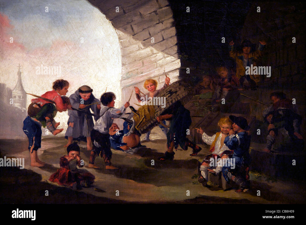 Kinder spielen als Stierkämpfer, von Francisco de Goya y Lucientes, Museo De La Real Academia de Bellas Artes de, Royal Academy Stockfoto