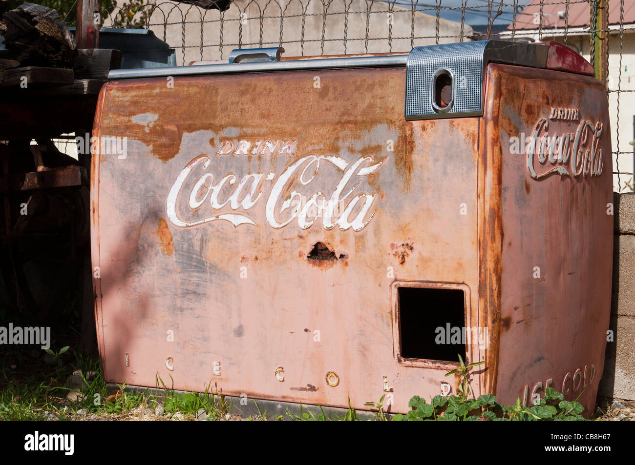 Coke-Maschine, Vigil Store, El Portero Handelsposten, Chimayo, New Mexico. Stockfoto