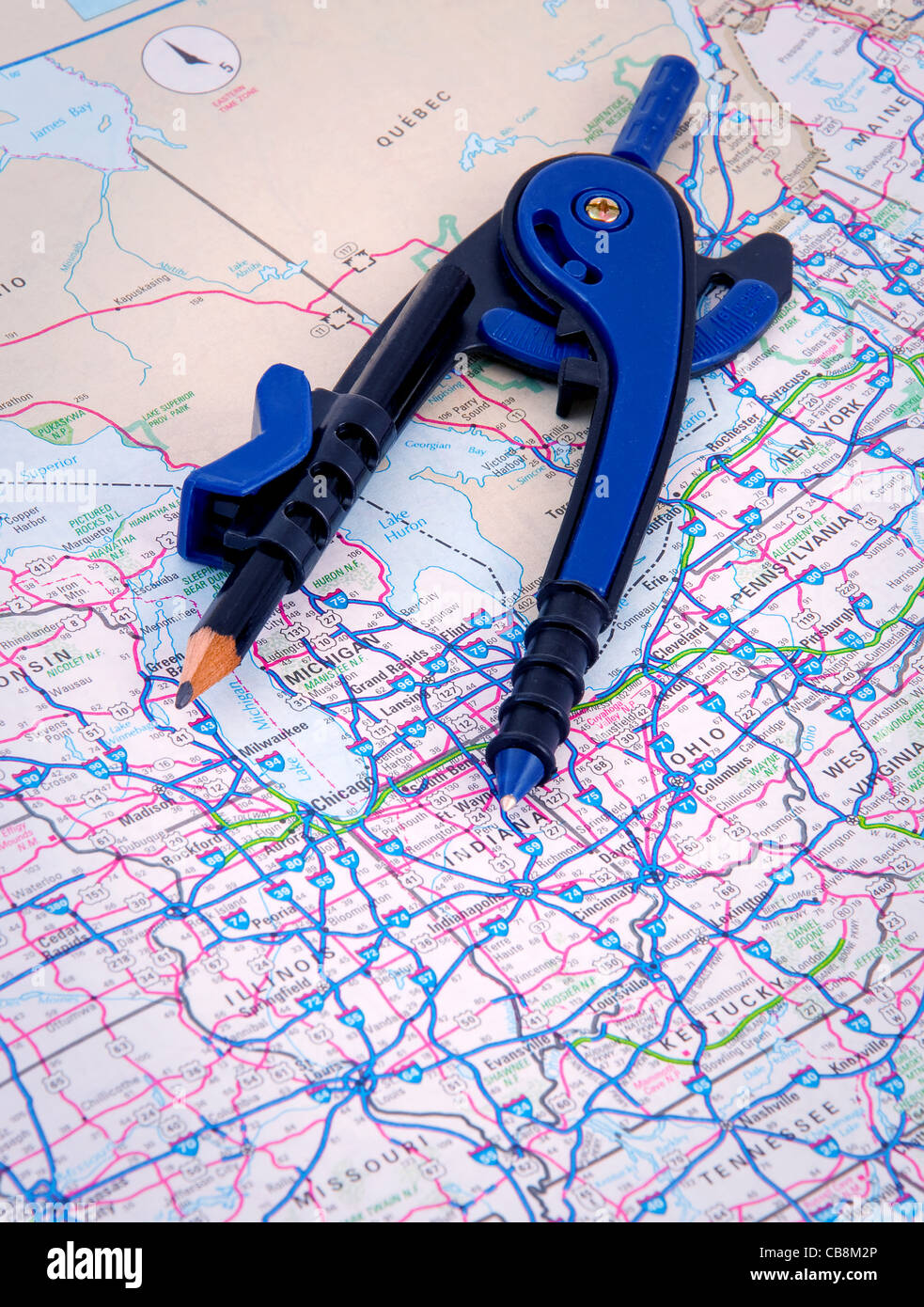 Messung der Reise Laufleistung Stockfoto